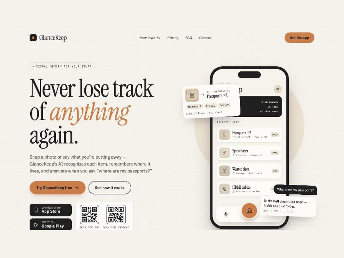 GlanceKeep mobile app
